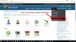 Step -1: সফট্ওয়ারের MIS Module থেকে Savings => Savings interest calculation এ পোষ্টিং দিতে হবে।